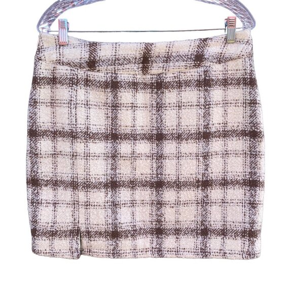 Amaryllis Taupe Plaid Shes The One Skirt Sz L - Picture 1 of 9